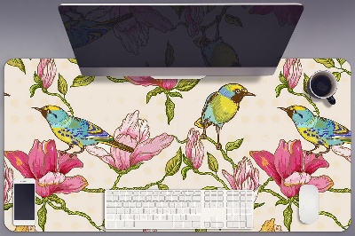 Sous-main bureau Fleurs et oiseaux