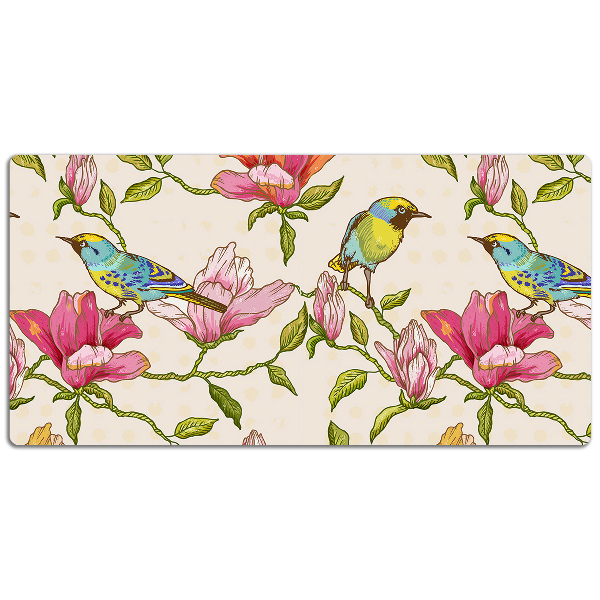 Sous-main bureau Fleurs et oiseaux