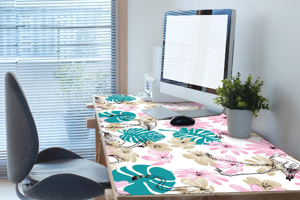 Protège bureau Flamingos peints