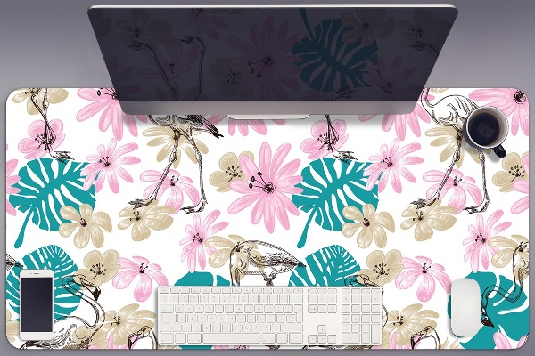 Protège bureau Flamingos peints
