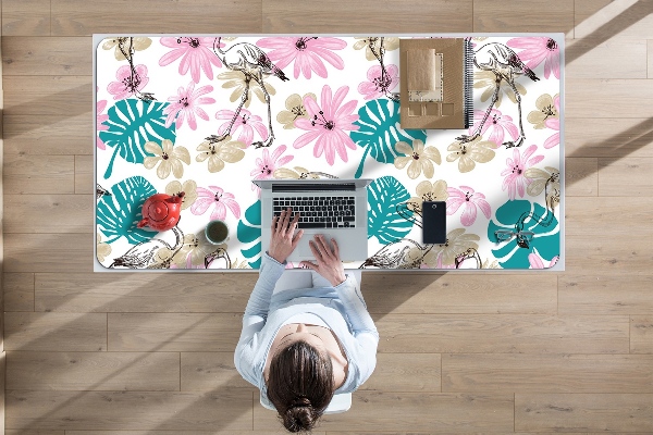 Protège bureau Flamingos peints