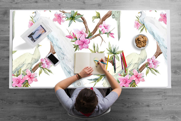 Sous main de bureau Paon blanc