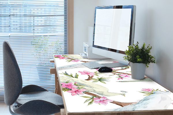 Sous main de bureau Paon blanc