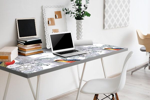 Sous-main bureau Oiseaux peints