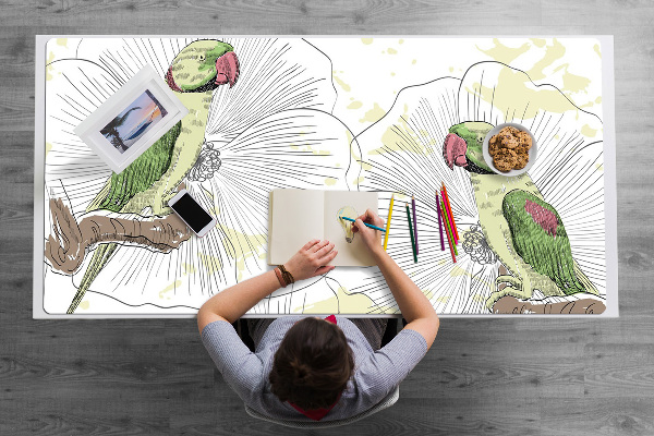 Sous-main bureau Perroquets verts