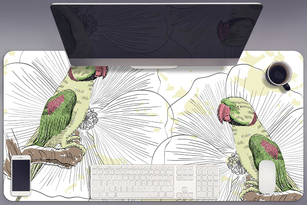 Sous-main bureau Perroquets verts