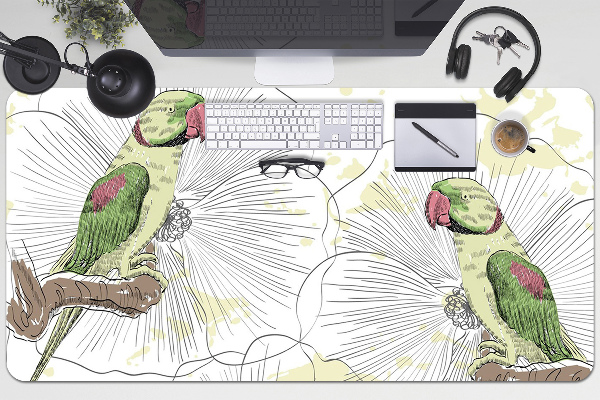Sous-main bureau Perroquets verts