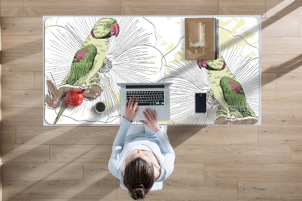 Sous-main bureau Perroquets verts