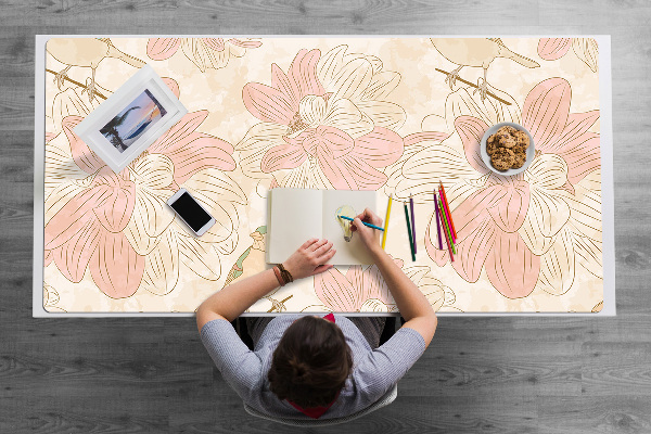 Tapis de bureau Oiseaux beige