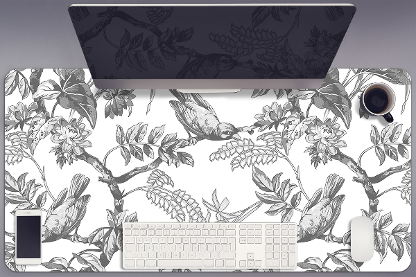 Sous main de bureau Oiseaux gris