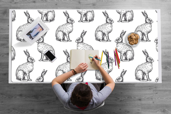 Sous main de bureau lapins blancs