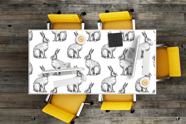 Sous main de bureau lapins blancs