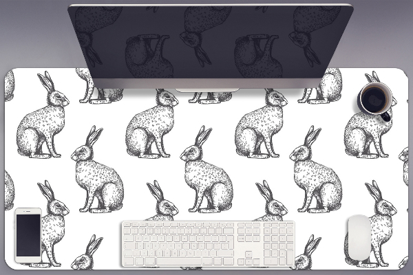 Sous main de bureau lapins blancs