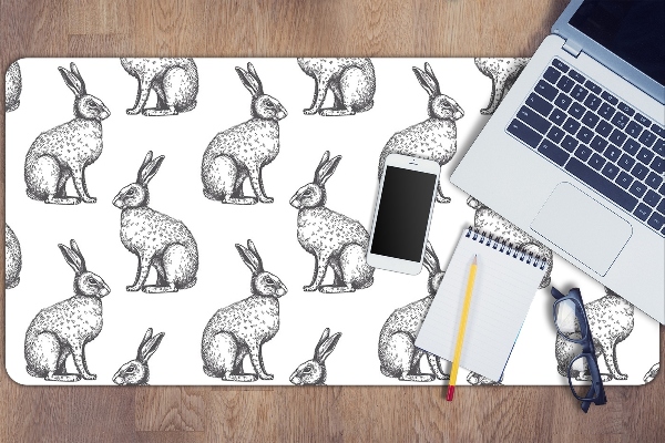 Sous main de bureau lapins blancs