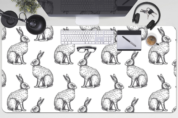 Sous main de bureau lapins blancs