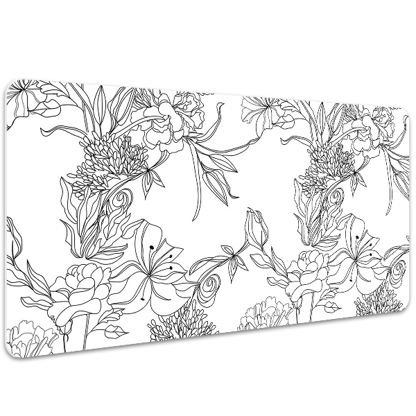 Sous-main bureau Fleurs noires et blanches