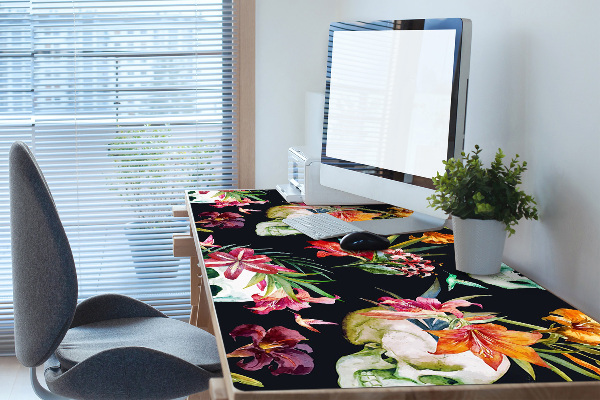 Sous-main bureau Crânes et fleurs