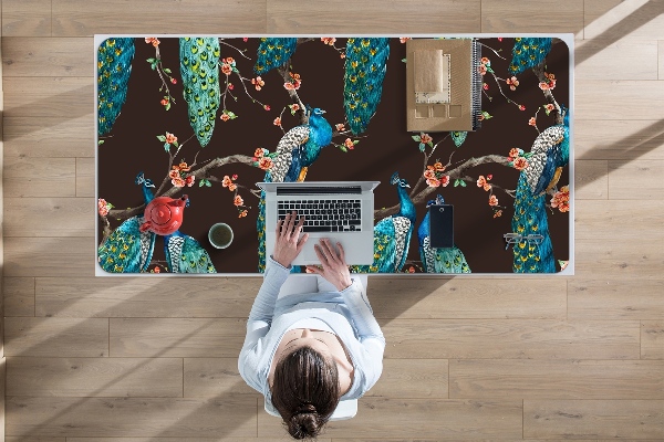 Tapis de bureau paon