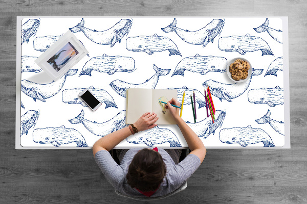 Sous-main bureau Baleine bleue
