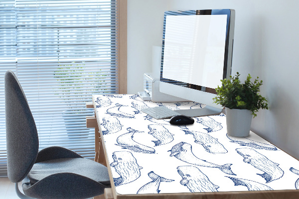 Sous-main bureau Baleine bleue