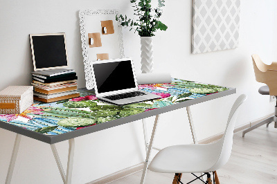 Sous-main bureau Fleurs de cactus