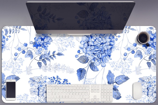 Sous-main bureau Hydrangea bleu