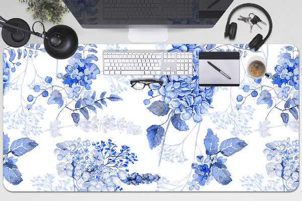 Sous-main bureau Hydrangea bleu