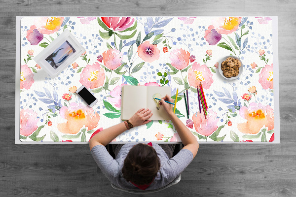 Sous-main bureau Fleurs pastel