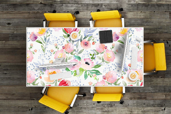 Sous-main bureau Fleurs pastel