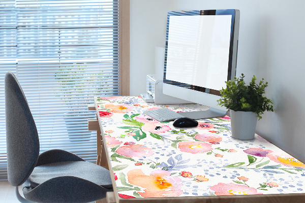 Sous-main bureau Fleurs pastel
