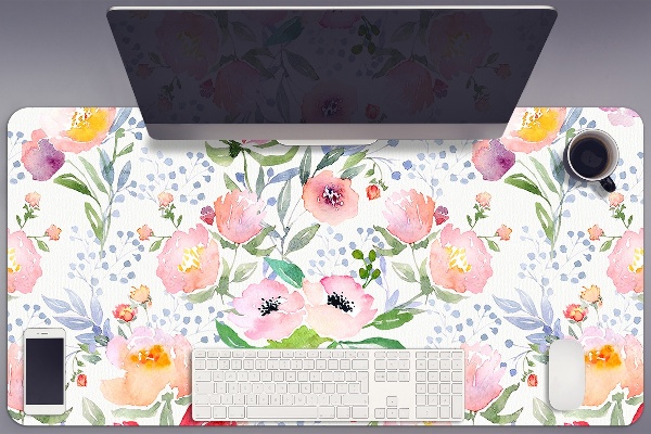 Sous-main bureau Fleurs pastel