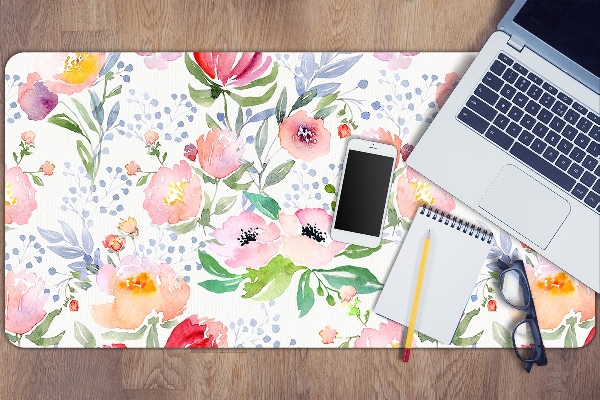 Sous-main bureau Fleurs pastel