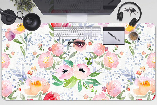 Sous-main bureau Fleurs pastel