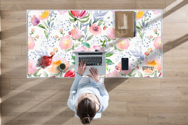 Sous-main bureau Fleurs pastel
