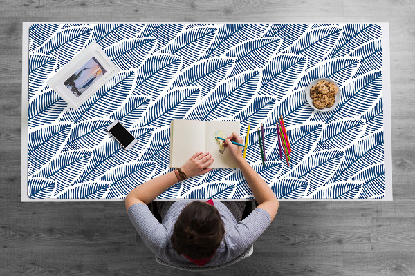 Protège bureau Feuilles bleues