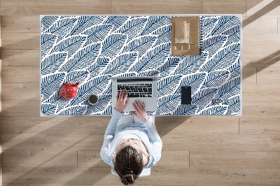 Protège bureau Feuilles bleues