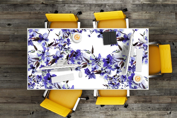 Protège bureau Fleurs bleues
