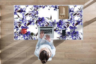 Protège bureau Fleurs bleues