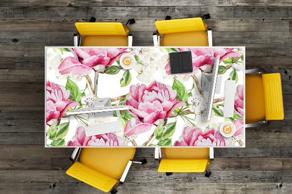 Sous-main bureau Pivoines roses