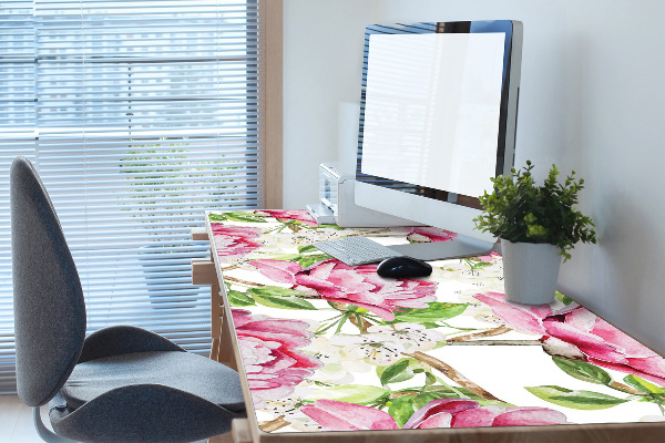 Sous-main bureau Pivoines roses