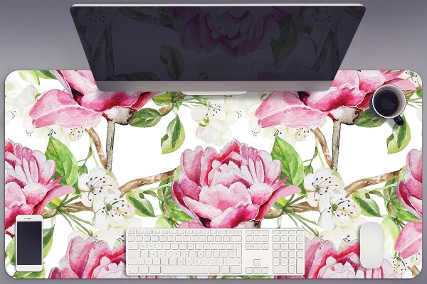 Sous-main bureau Pivoines roses