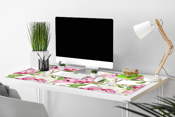 Sous-main bureau Pivoines roses