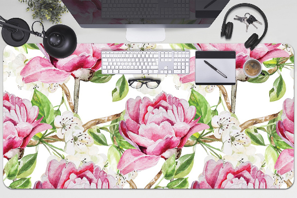 Sous-main bureau Pivoines roses