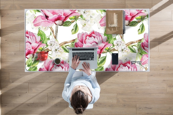 Sous-main bureau Pivoines roses