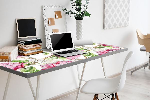Sous-main bureau Pivoines roses