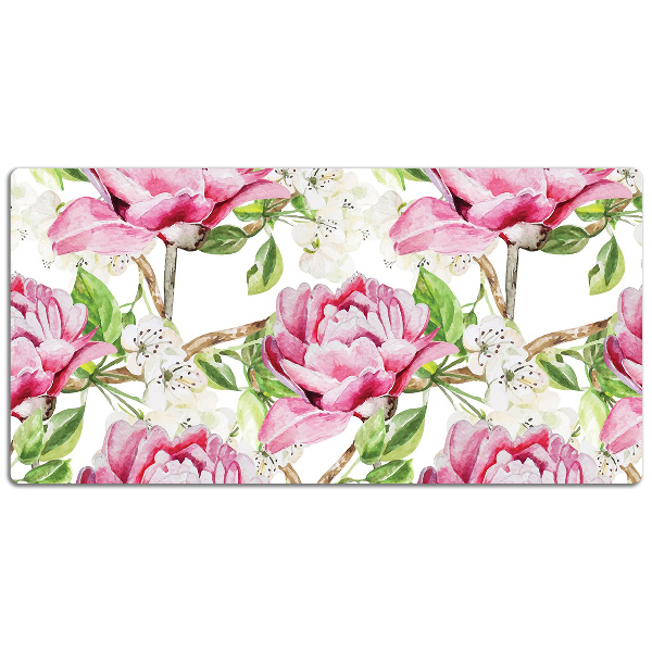 Sous-main bureau Pivoines roses