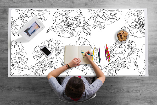 Sous main de bureau Roses dessinées