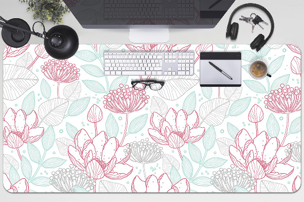 Tapis de bureau Contours de fleurs