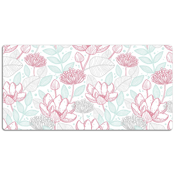 Tapis de bureau Contours de fleurs