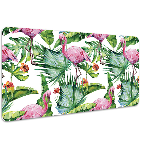 Protège bureau Feuilles et flamants
